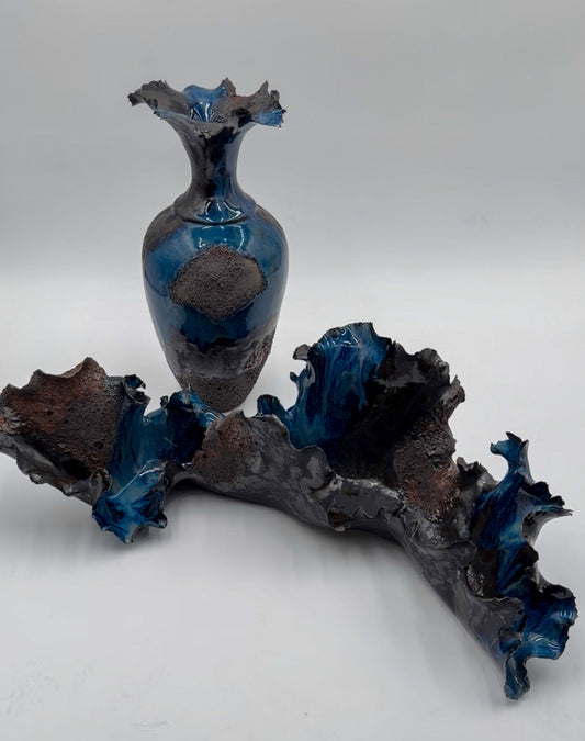 Midnight Bloom/Porcelain Coral Vessel - Midnight Series