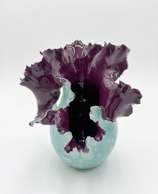 Tidal Bloom: Rupture - Handcrafted Porcelain Sculpture Vessel