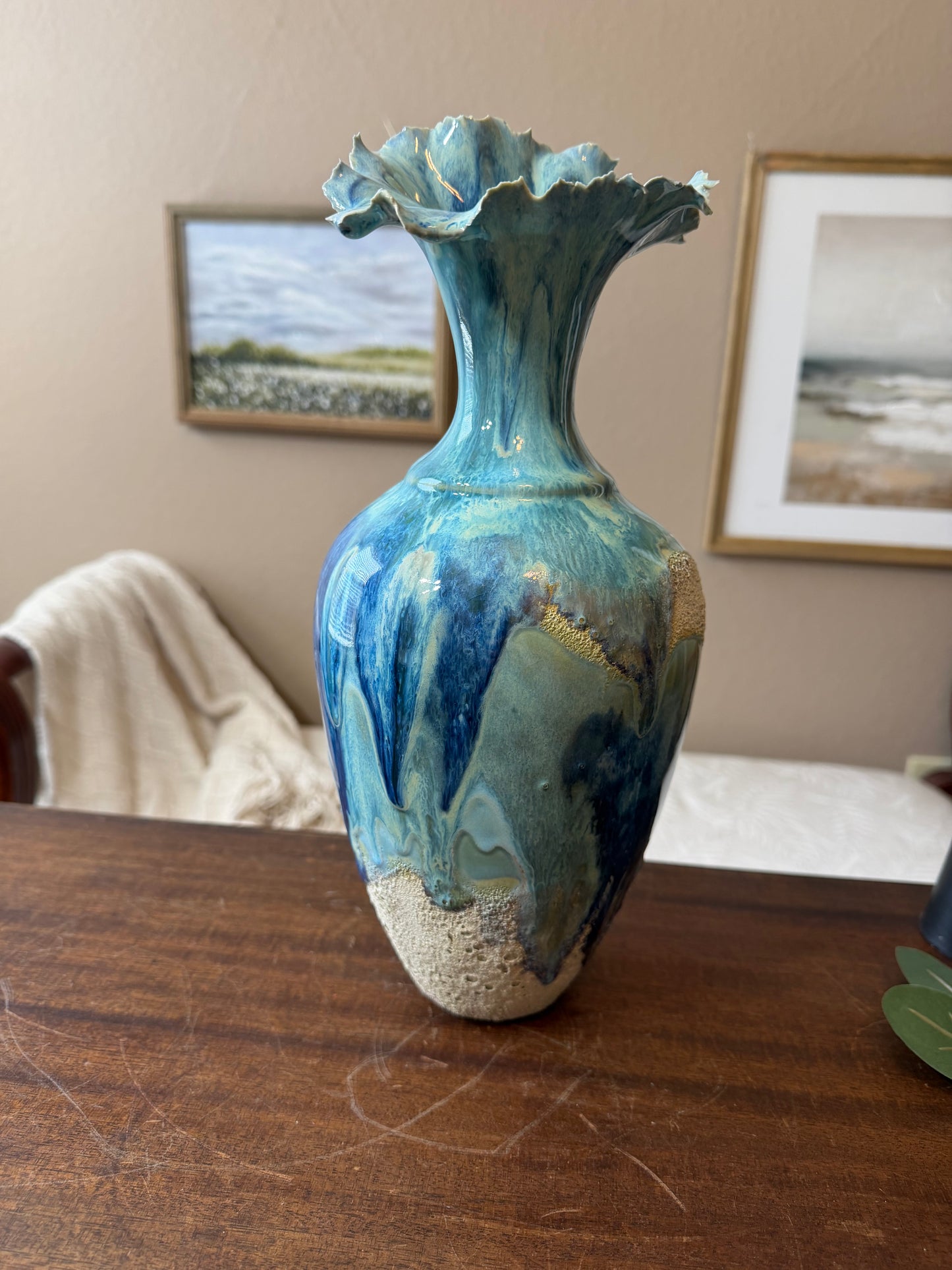 Tidal Rise Vessel – Handmade Porcelain Sculptural Vase, Ocean-Inspired Ceramic Art, One-of-a-Kind Statement Piece