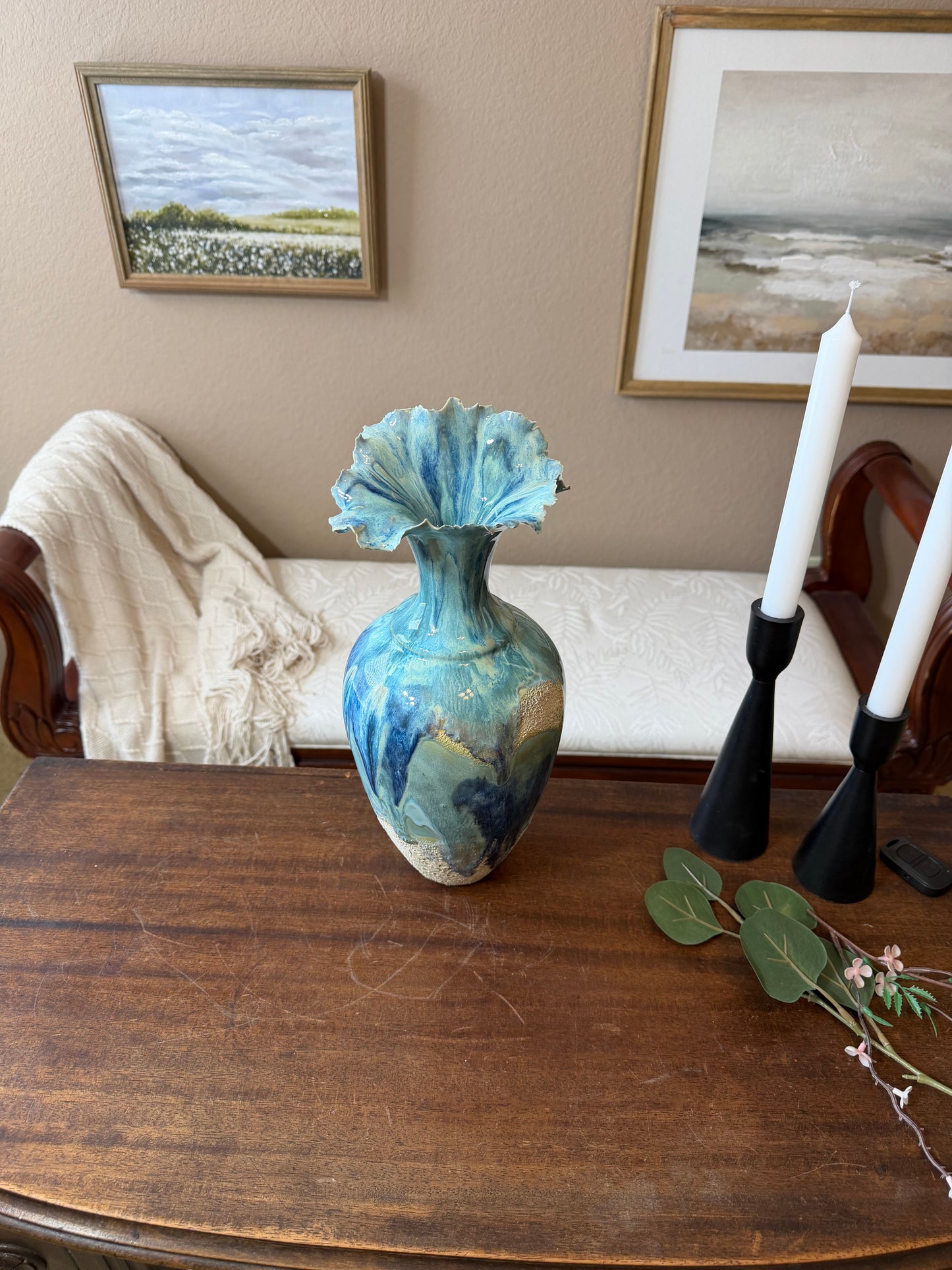 Tidal Rise Vessel – Handmade Porcelain Sculptural Vase, Ocean-Inspired Ceramic Art, One-of-a-Kind Statement Piece
