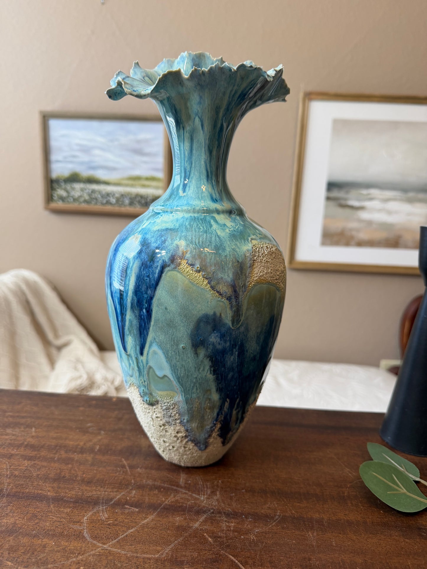 Tidal Rise Vessel – Handmade Porcelain Sculptural Vase, Ocean-Inspired Ceramic Art, One-of-a-Kind Statement Piece