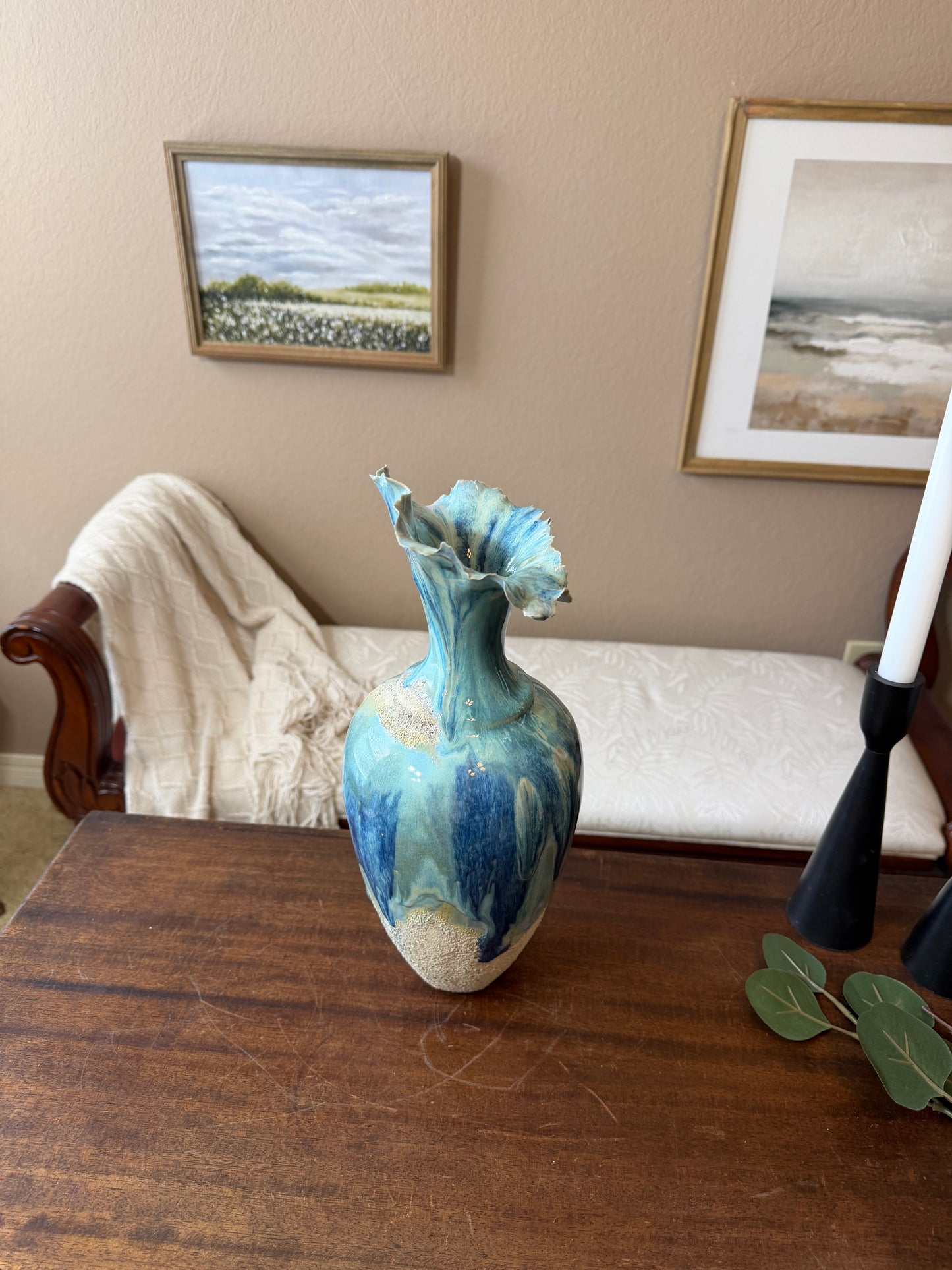 Tidal Rise Vessel – Handmade Porcelain Sculptural Vase, Ocean-Inspired Ceramic Art, One-of-a-Kind Statement Piece