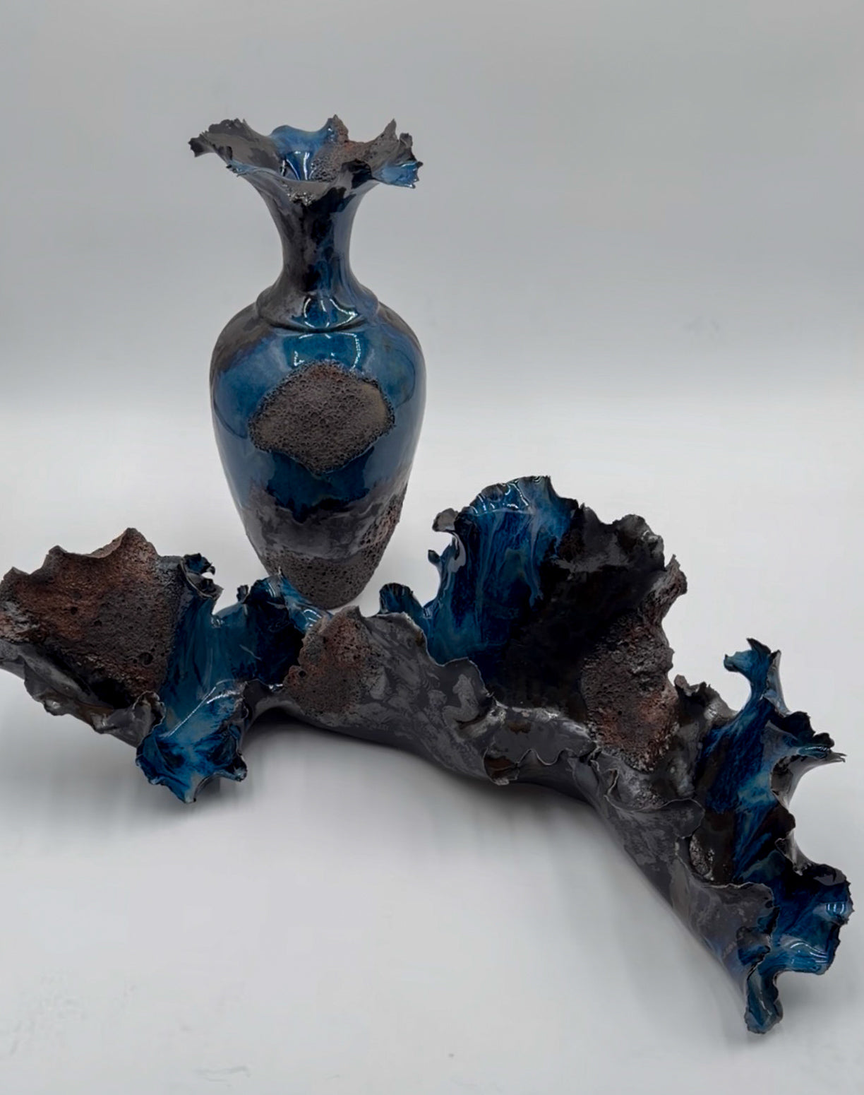 Midnight Bloom/Porcelain Coral Vessel - Midnight Series