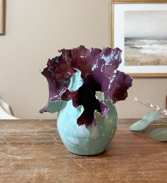 Tidal Bloom: Rupture - Handcrafted Porcelain Sculpture Vessel