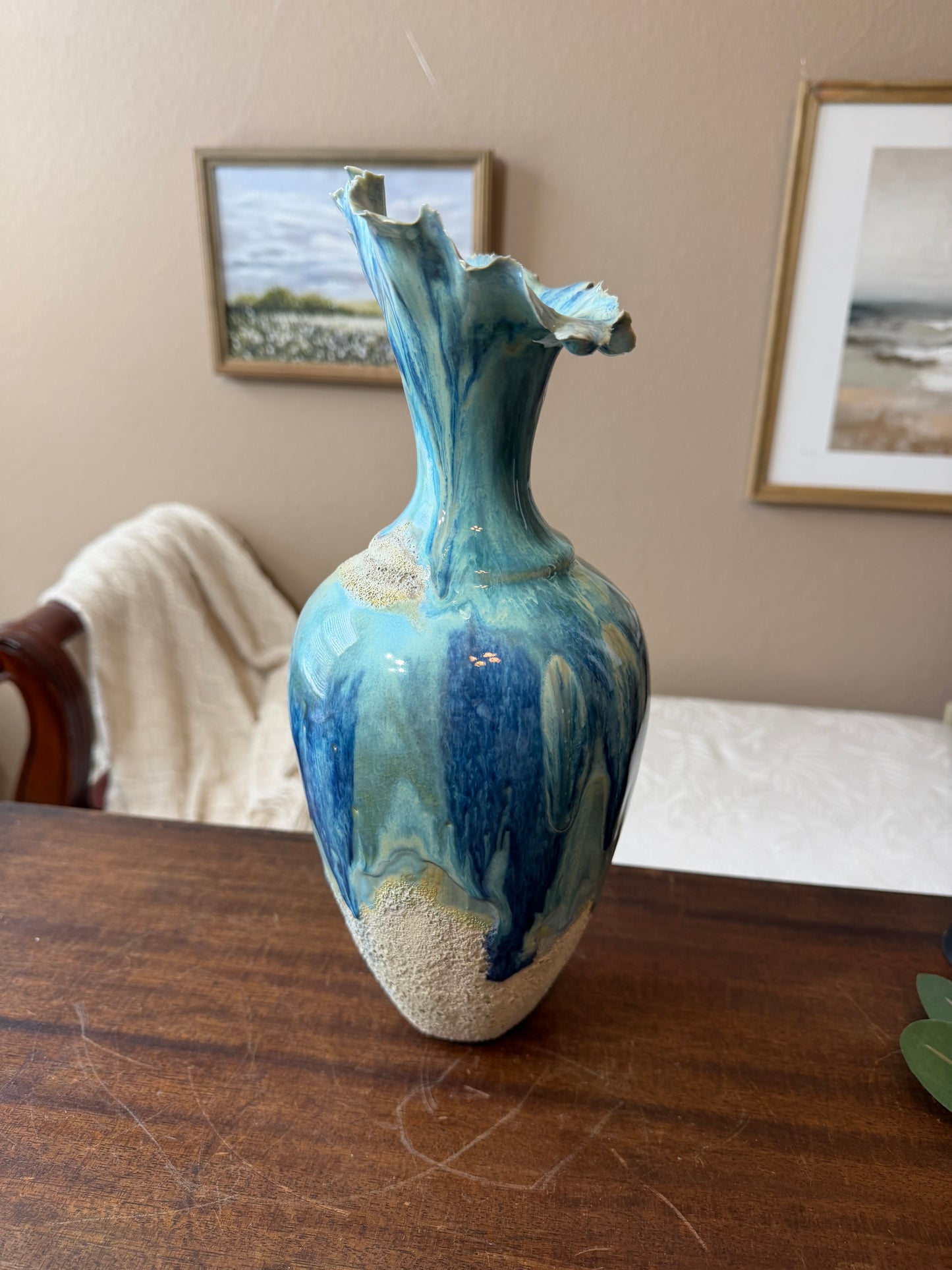 Tidal Rise Vessel – Handmade Porcelain Sculptural Vase, Ocean-Inspired Ceramic Art, One-of-a-Kind Statement Piece