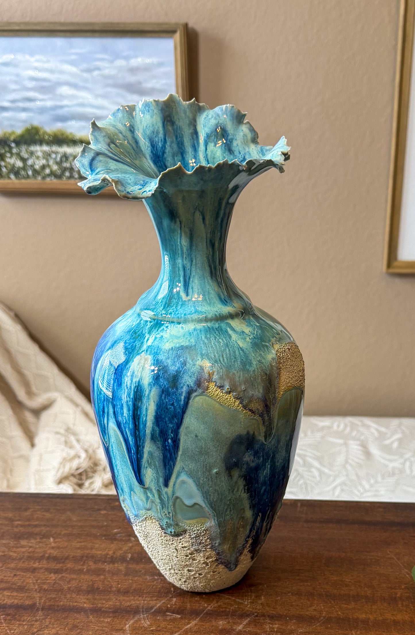 Tidal Rise Vessel – Handmade Porcelain Sculptural Vase, Ocean-Inspired Ceramic Art, One-of-a-Kind Statement Piece