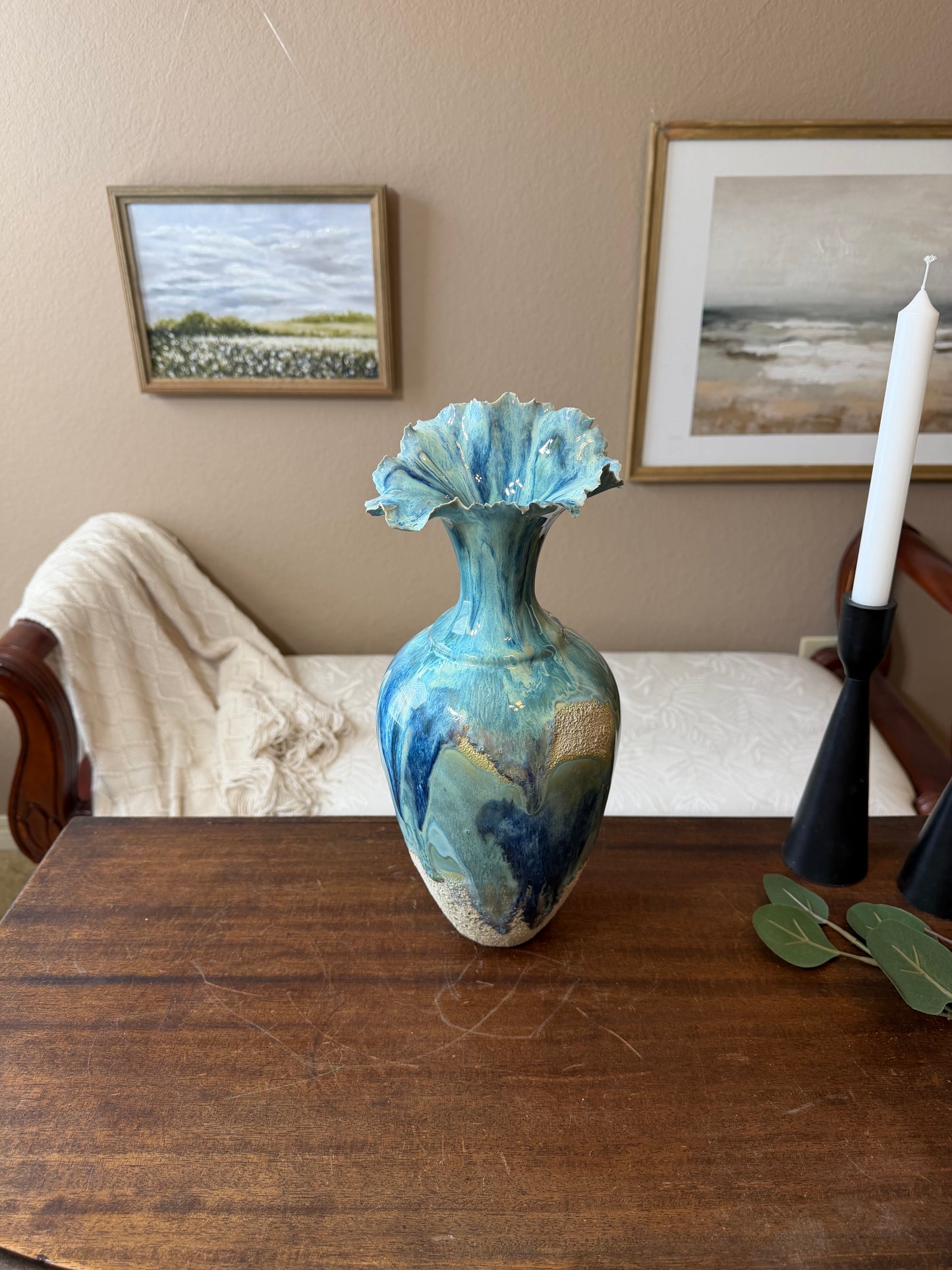 Tidal Rise Vessel – Handmade Porcelain Sculptural Vase, Ocean-Inspired Ceramic Art, One-of-a-Kind Statement Piece