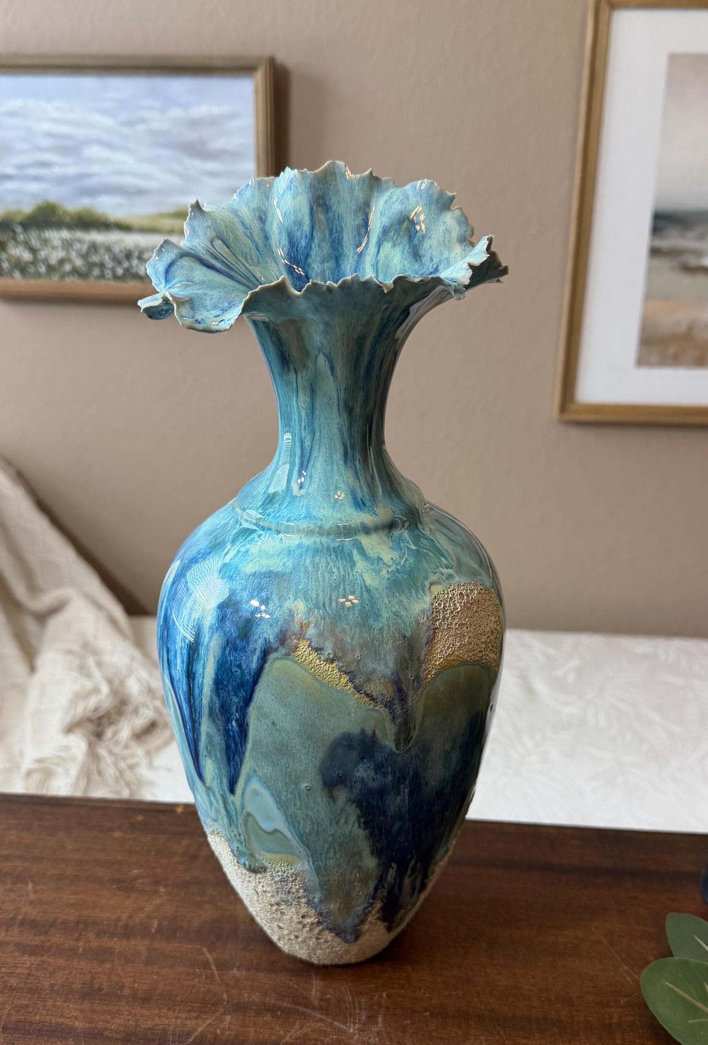 Tidal Rise Vessel – Handmade Porcelain Sculptural Vase, Ocean-Inspired Ceramic Art, One-of-a-Kind Statement Piece