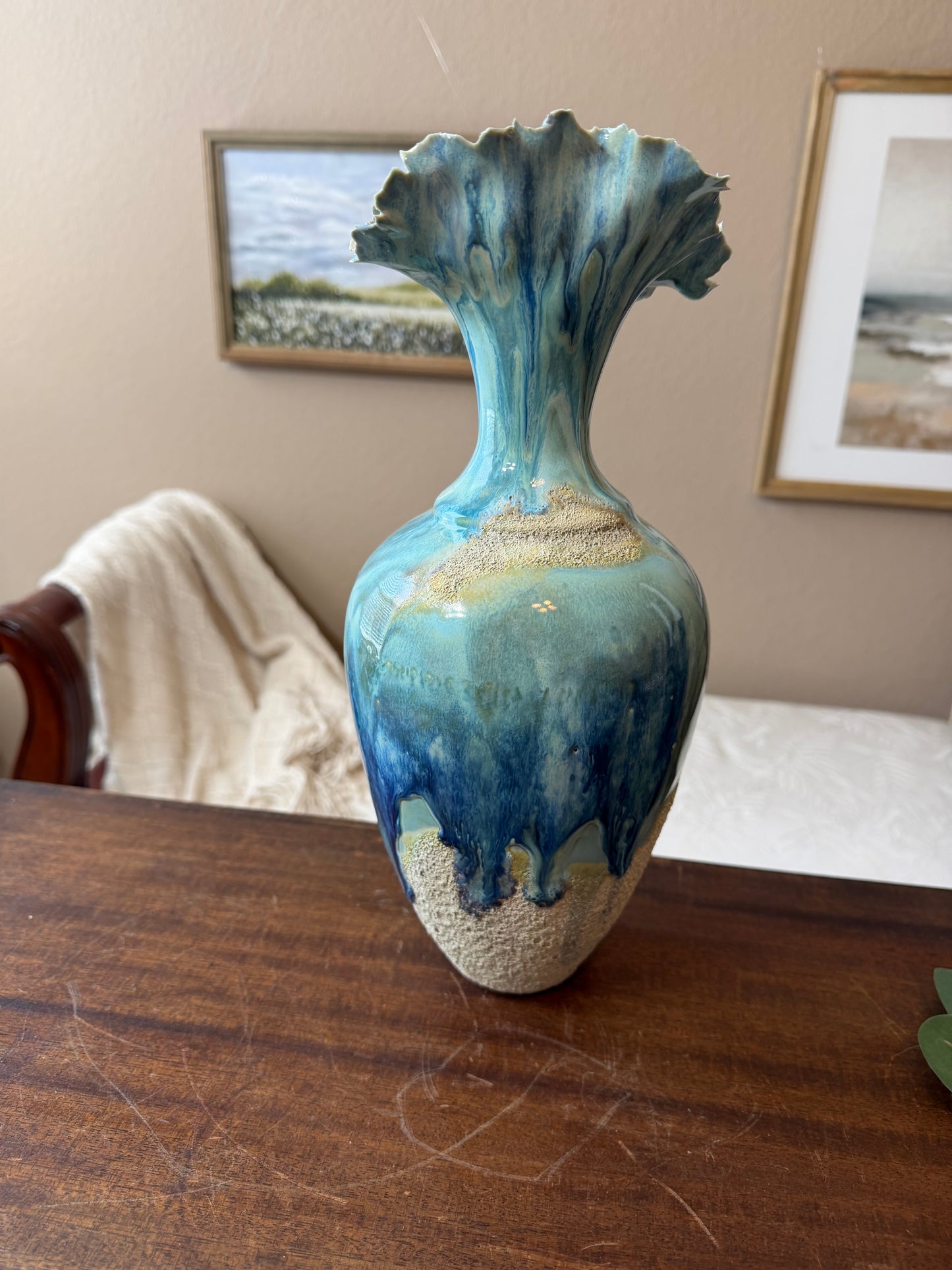 Tidal Rise Vessel – Handmade Porcelain Sculptural Vase, Ocean-Inspired Ceramic Art, One-of-a-Kind Statement Piece
