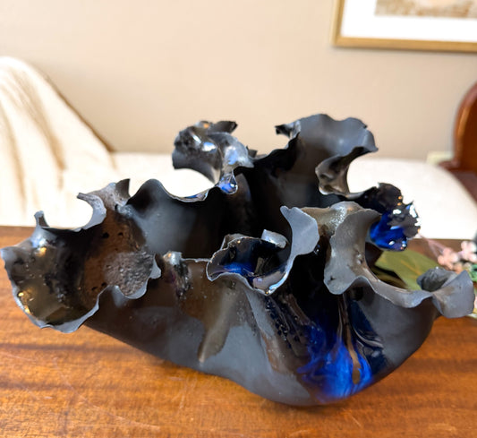 Tidal Series: Midnight Surge - Hand-Sculpted Porcelain Wave