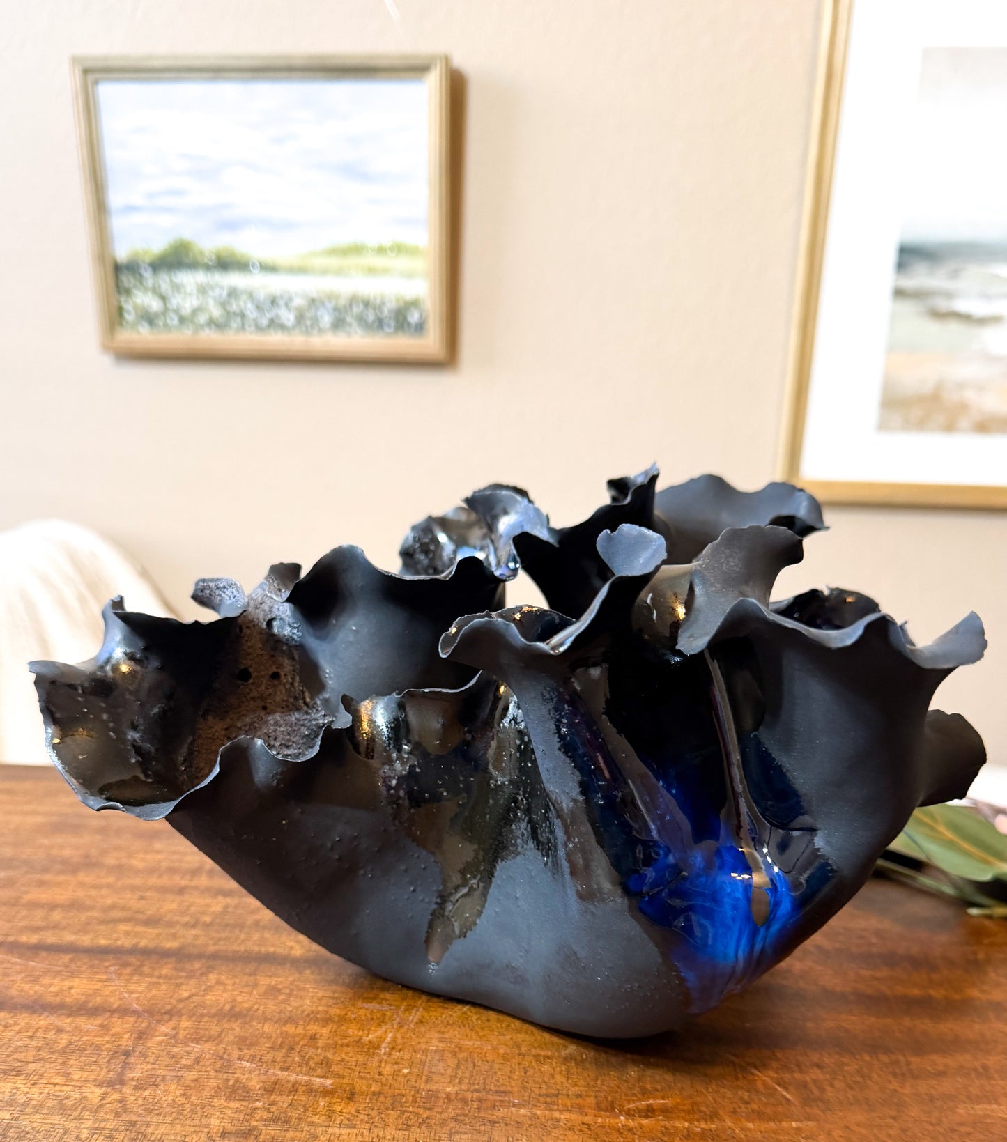Tidal Series: Midnight Surge - Hand-Sculpted Porcelain Wave