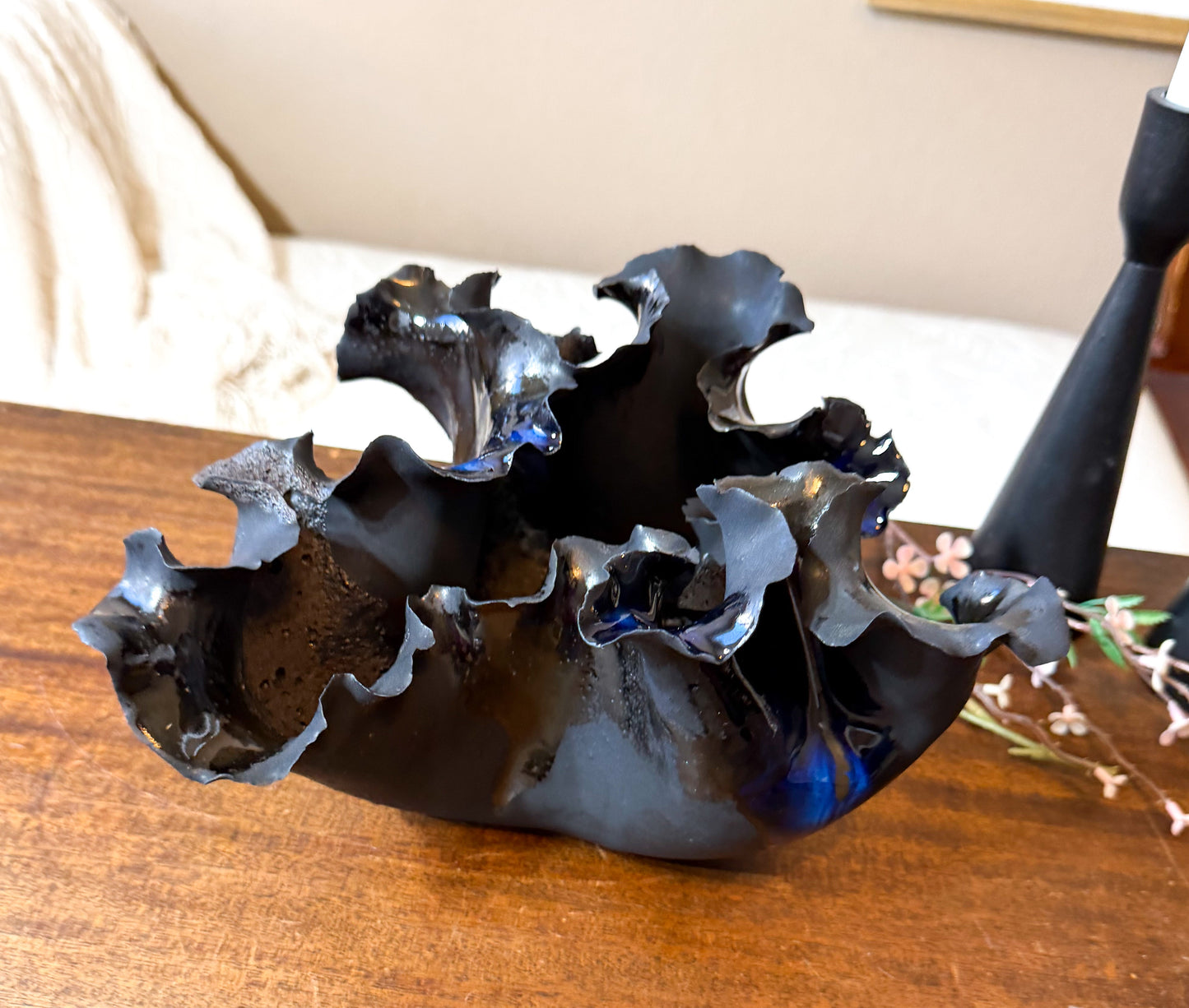 Tidal Series: Midnight Surge - Hand-Sculpted Porcelain Wave