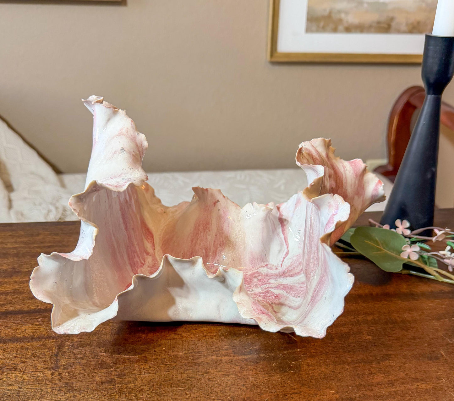 Blushing Crest – Handmade Porcelain Wave Sculpture | Tidal Bloom Series