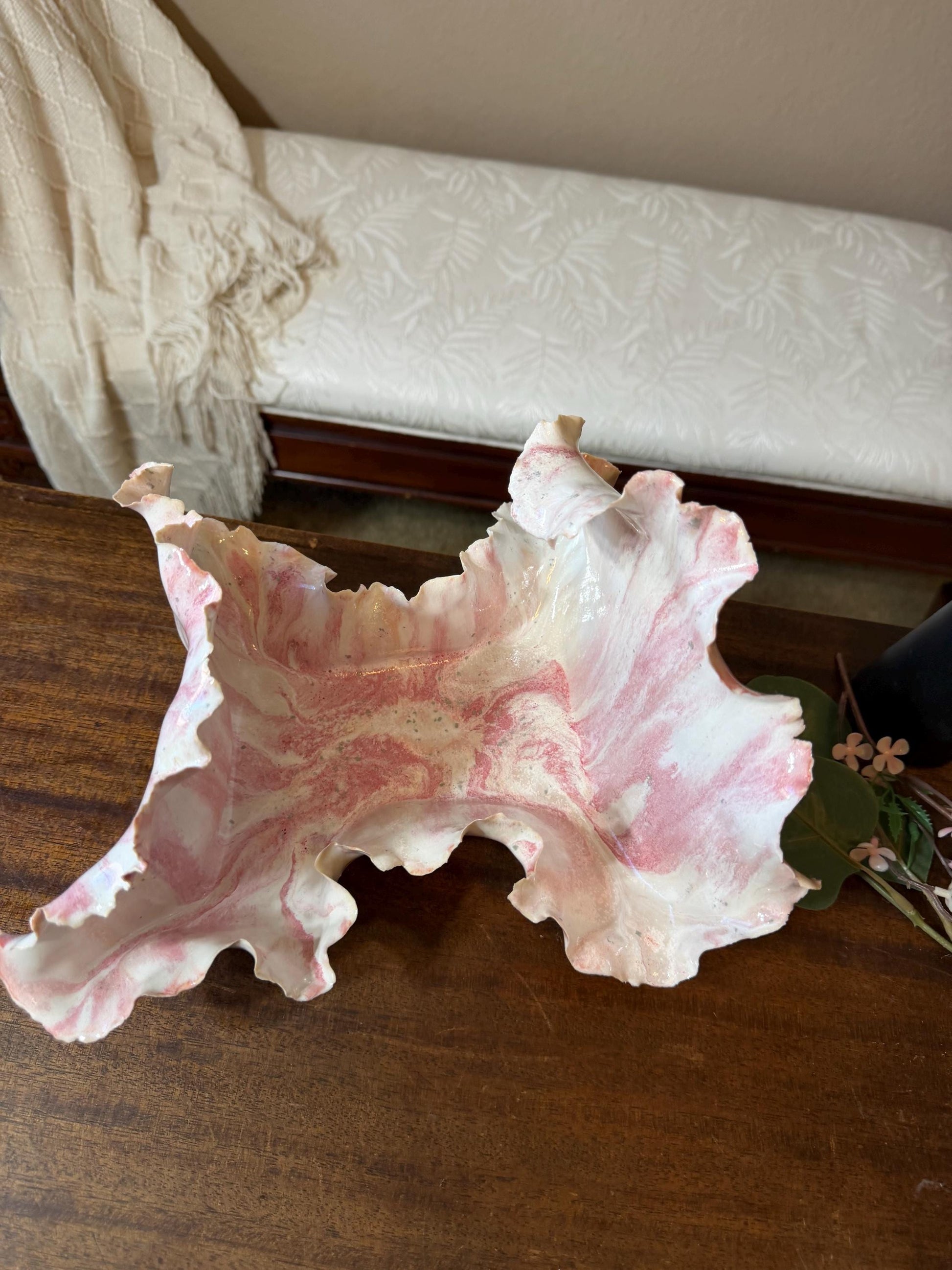 Blushing Crest – Handmade Porcelain Wave Sculpture | Tidal Bloom Series